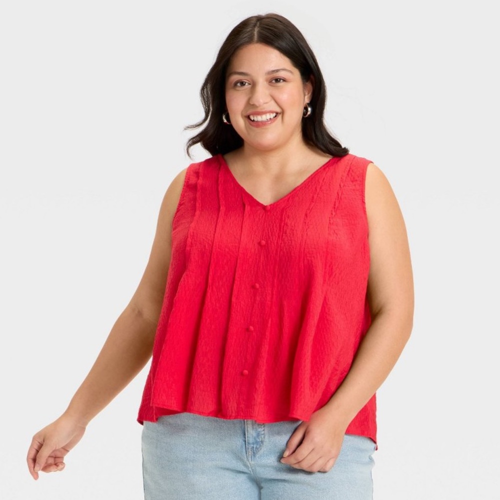 NWT Plus size 3X Ava & Viv Vibrant Red Sleeveless Women's Top